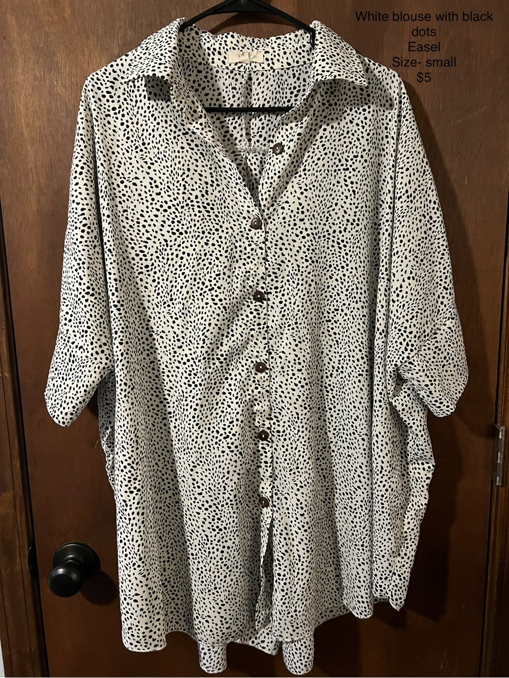 easel White Blouse with Black Dot Print